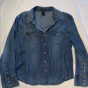 GAP Blue Denim Western-Style Snap Shirt